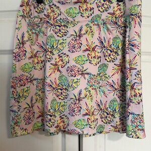 Emerald 18 Skort Womens Size M Pink Pineapple Print Pull On Built-In